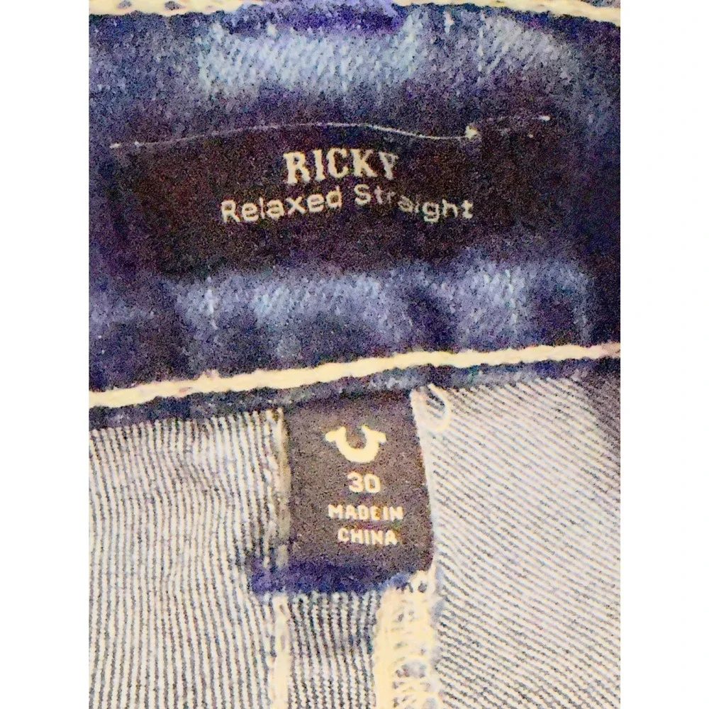 True Religion Ricky Super T Denim Shorts Mens 30 Light Blue Acid Wash